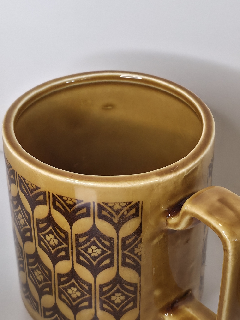 Vintage Royal Sealy Japan Brown Amber Geometric Coffee Mugs Cups Set of 4 MCM - Picture 5 of 11